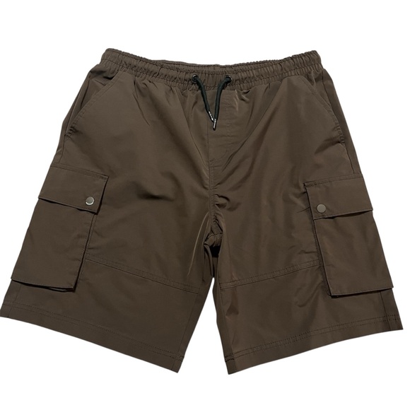 South Pole Dark Brown Cargo Tech Shorts Size Large Quick Dry Streetwear Y2K 2000 - Picture 1 of 7